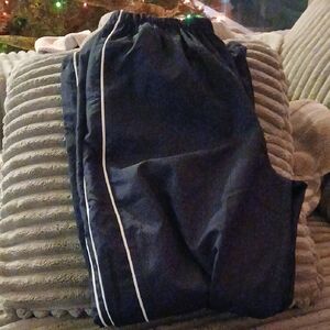 Navy Blue Track Pants with White Stripes